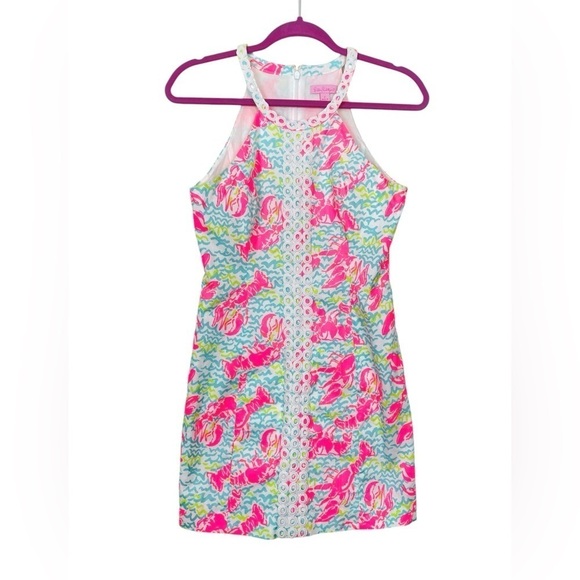 Lilly Pulitzer Pearl Pop Up Lobstah Roll Lace Detail Shift Dress Size 2 - Picture 10 of 15